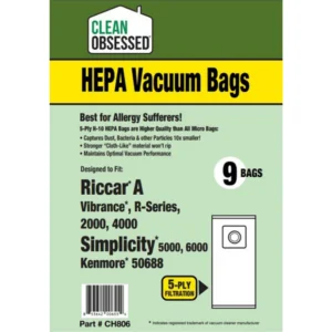 Type A hepa bags 9 pack cleanmax riccar simplicity